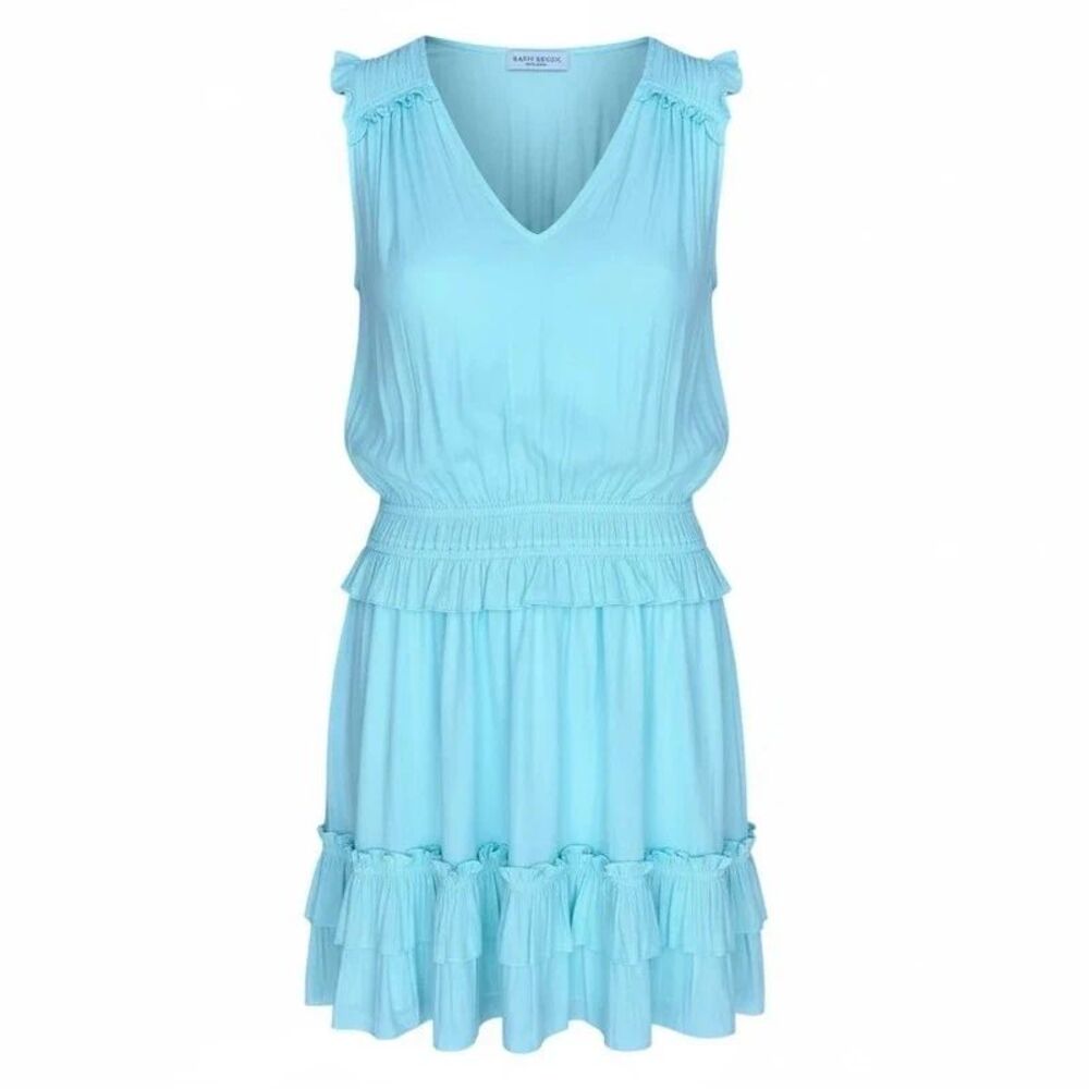Ramy Brook Aqua Romantic Ruffle Mini Dress Autumn Wedding Coquette - XS